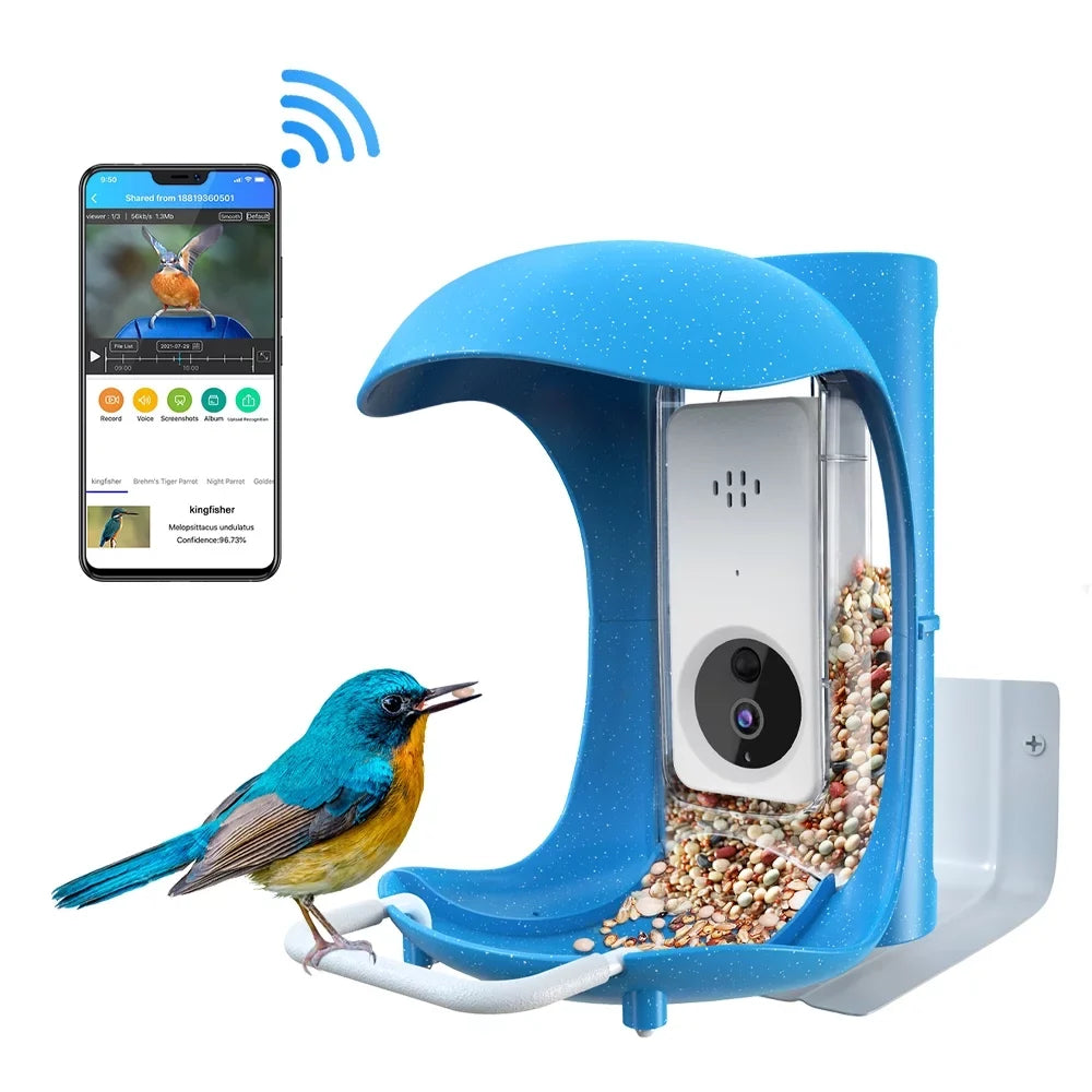 Sensing, Bird Notification, Camera, AI Wild Smart Rechargeable Bird Outdoor Battery , Bird App Feeder Recognition Bird Automatic with House+ Feeder,