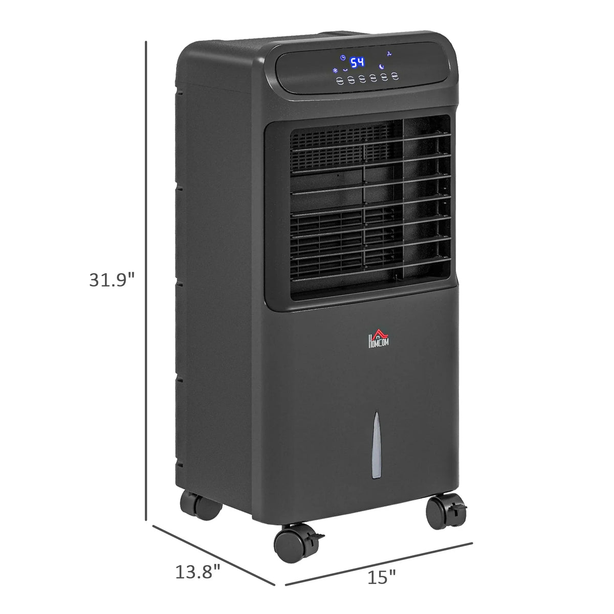Air Black Mobile 3-In-1 HOMCOM Remote Evaporative with Oscillating Cooler