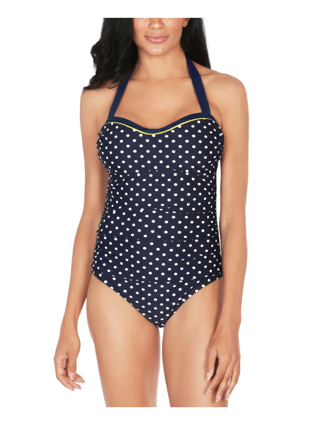 Cups Tie Tummy Coverage Stretch Piece Fixed Sweetheart Dot Control M One Swimsuit NAUTICA Polka Moderate Women's Navy