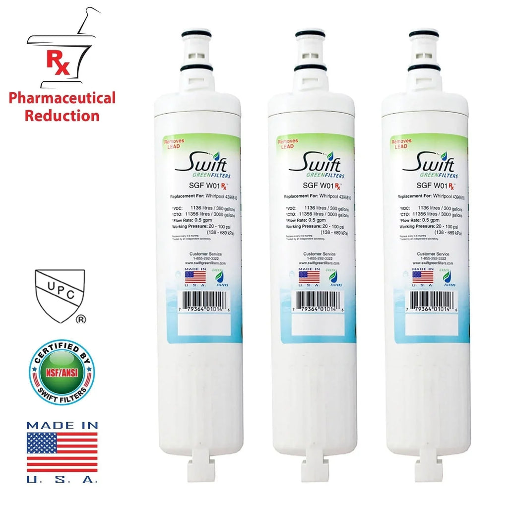 SGF-W01 Filters Whirlpool Water Pack) Replacement RX (3 Swift Filter Green EDR5RXD1 Refrigerator 4396508