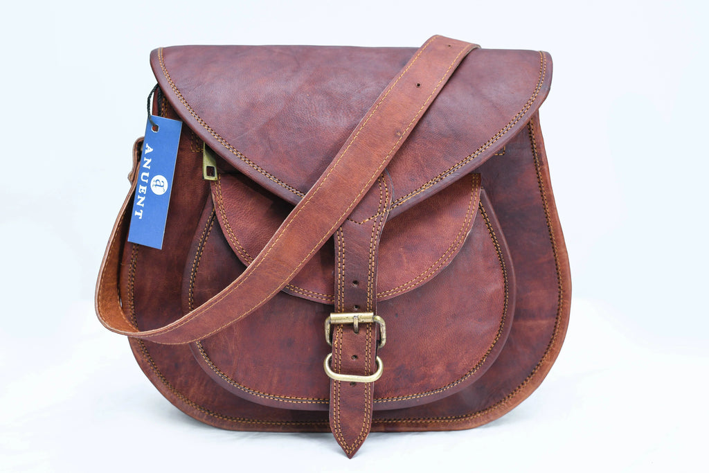 Tablet Purse Rustic Saddle Real 9" Body Bag Shoulder Women's Leather Satchel Cross Handbags Retro Vintage