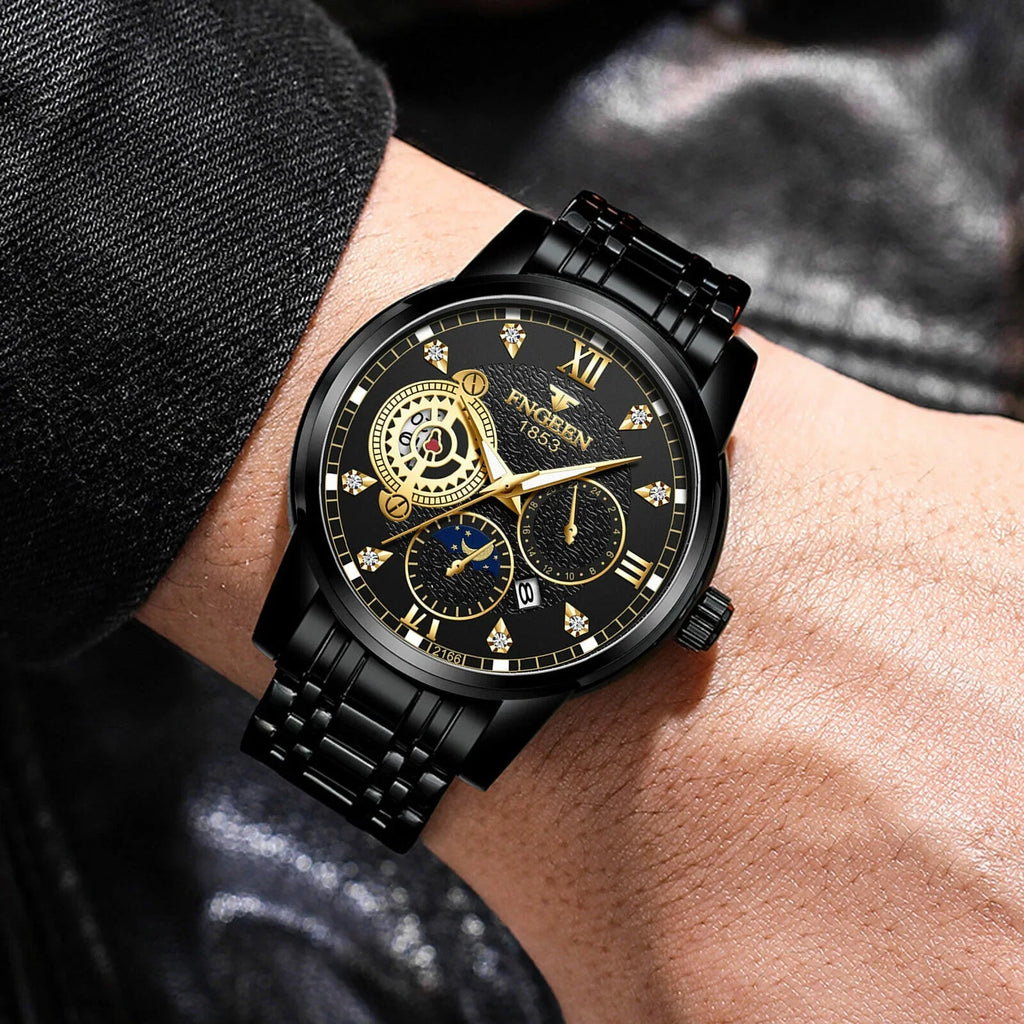Steel Stainless Waterproof Wristwatch Classic Watch Men's Quartz Luxury Luminous