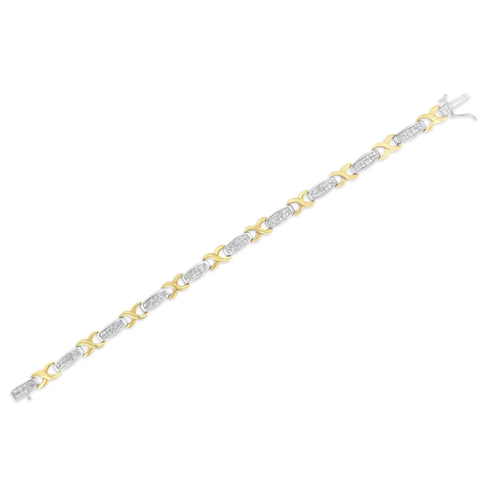 Diamond Carat 2 and X-Link SI1-SI2) Gold Bracelet White Invisible-Set (G-H, Tennis Yellow TDW 14K