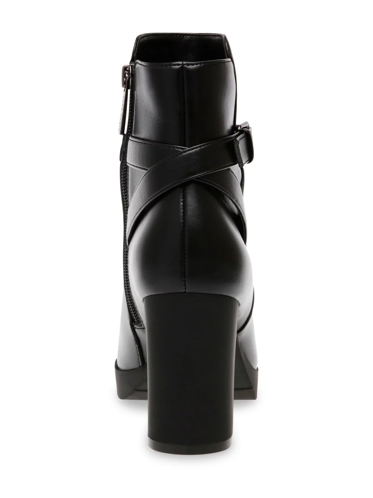 ANNE Cushioned Heel Accent Round Womens Booties M Heidi 6 Toe KLEIN Black Buckle Dress Zip-Up Block