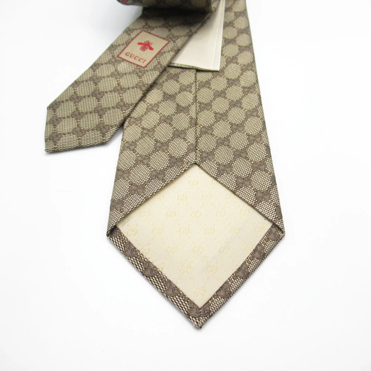GUCCI silk Beige (New) tie Pre-Owned
