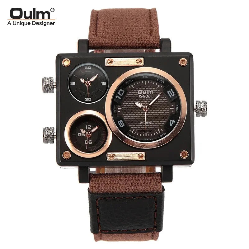 Casual Designer Watch Style Luxury Men Unique Fashion Time Big Face Watches Zone Square Quartz Blue Watches New Men's Brand 3