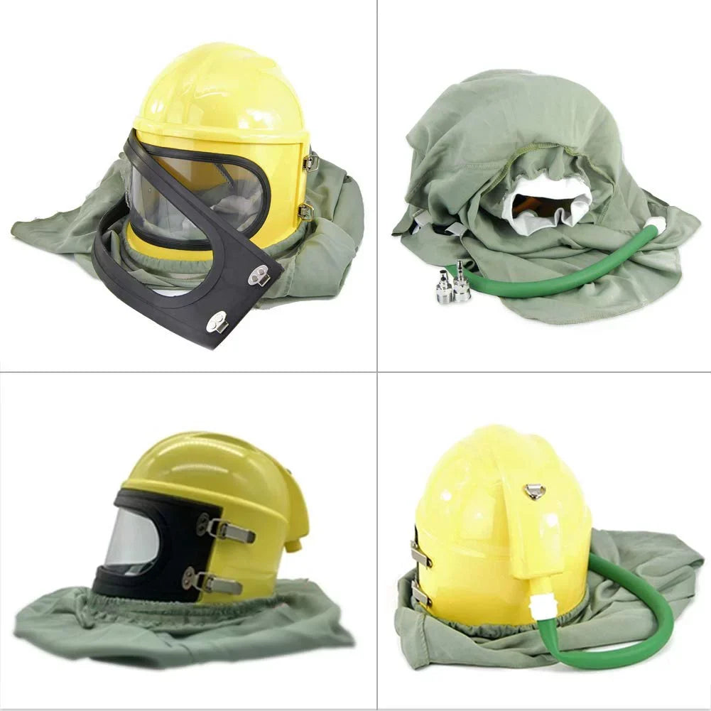 Hood Sandblast AIR Safety Helmet Supplied Protector Sand Yellow FED Blast