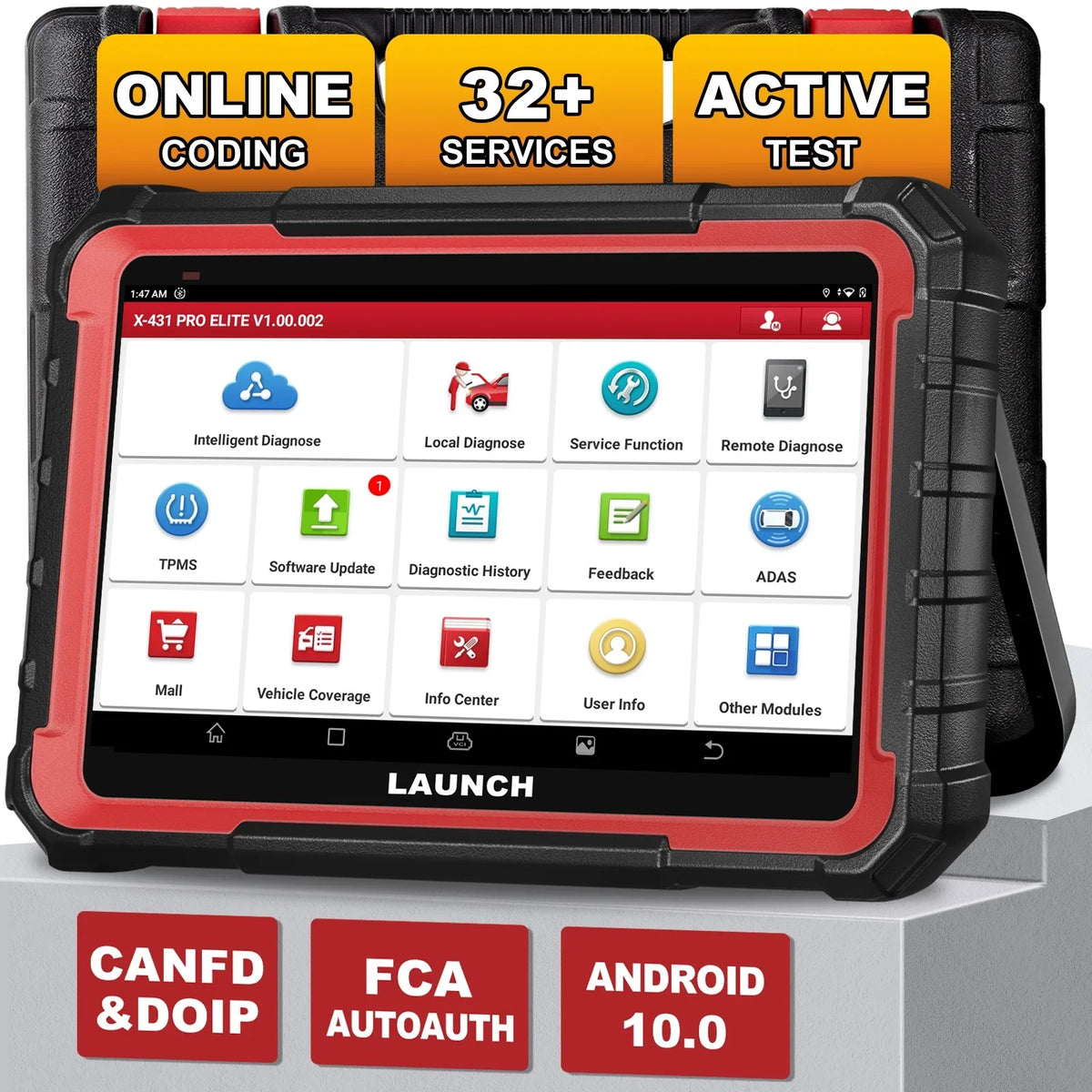 ECU All Auto 32+ 2 Years X431 Bi-Directional Services, Coding, ELITE Automotive Tool, CANFD PRO Scan Systems Car DOIP, Scanner Autoauth, with Update FCA Free Diagnostic LAUNCH
