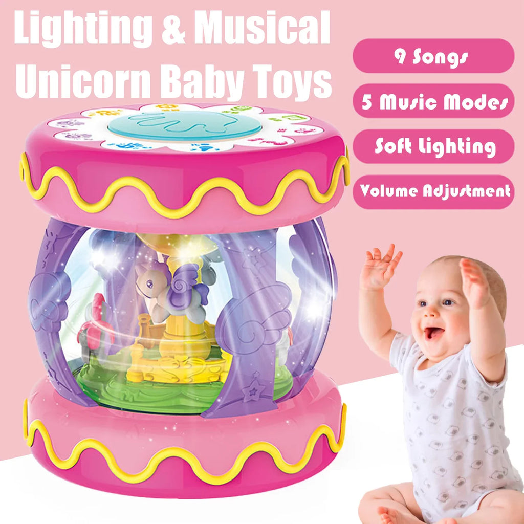 for Boys 12-18 6 Rotating Baby Learning 12 Toys Old Toys Musical Toddlers to Infant Months, Light Up Baby Sytle-Carry 2 Unicorn Years Girls 1 3+ Toys Months,