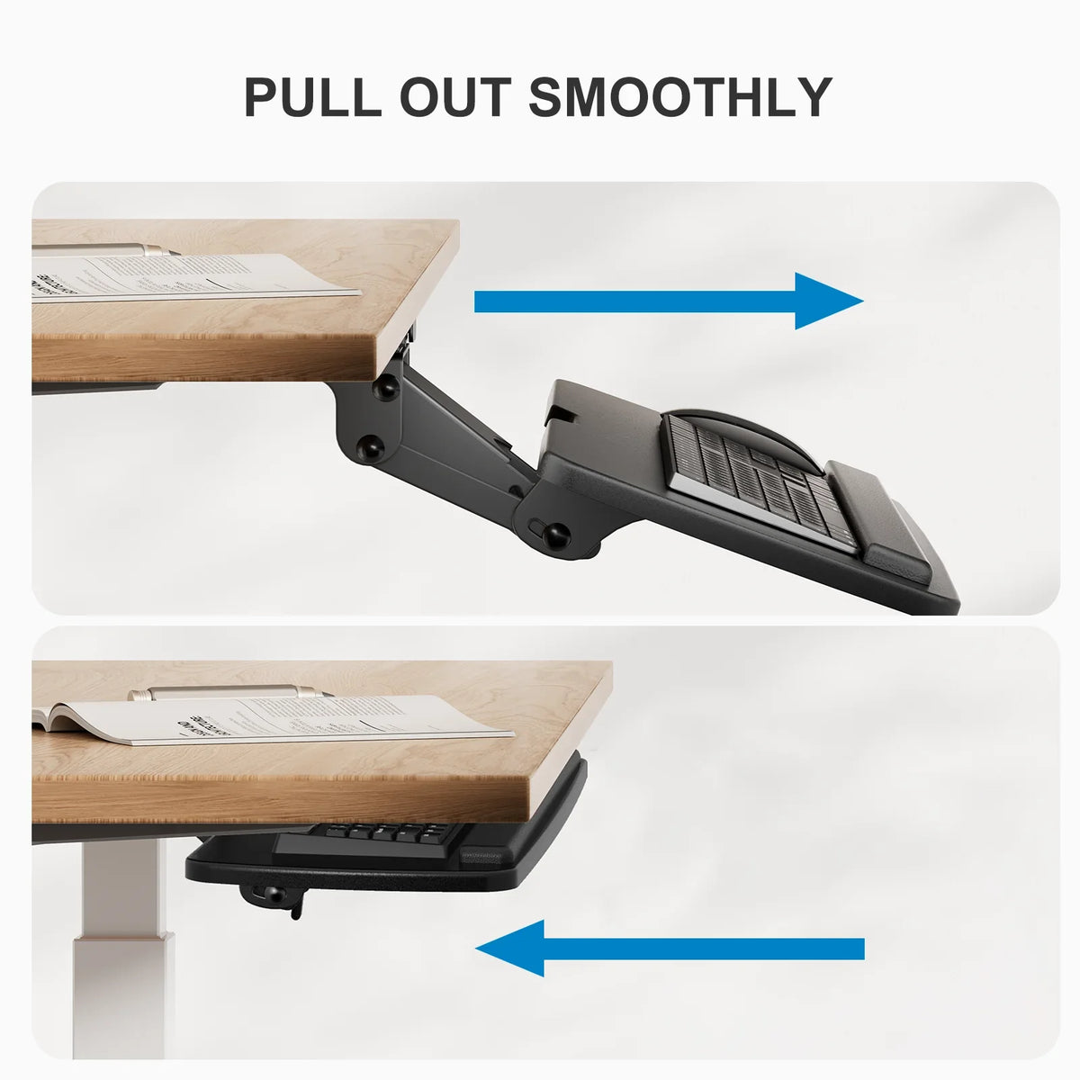 Adjustable, Black & Sliding Tray,25" Keyboard x 9.8" Mouse