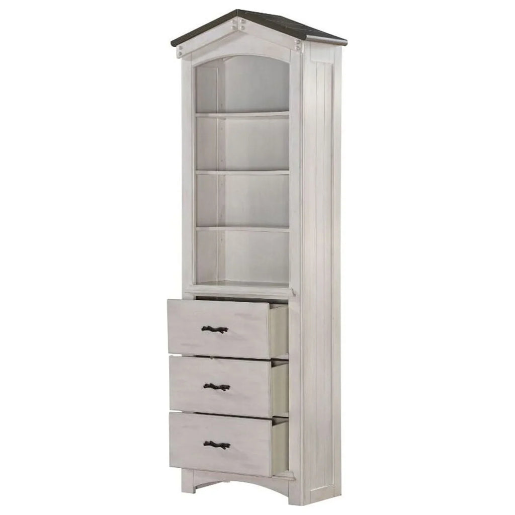 Tree ACME House Bookcase Weathered Gray in and White Washed Cabinet