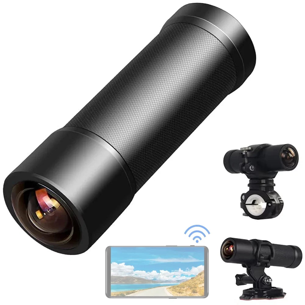 Super WiFi Motorcycle Action Camera, Loop Portable Night 2K Motorcycle WDR, 170° Vision Helmet Waterproof Lens, Recording Bike Angle Cam VSYSTO Wide Dash Camera,