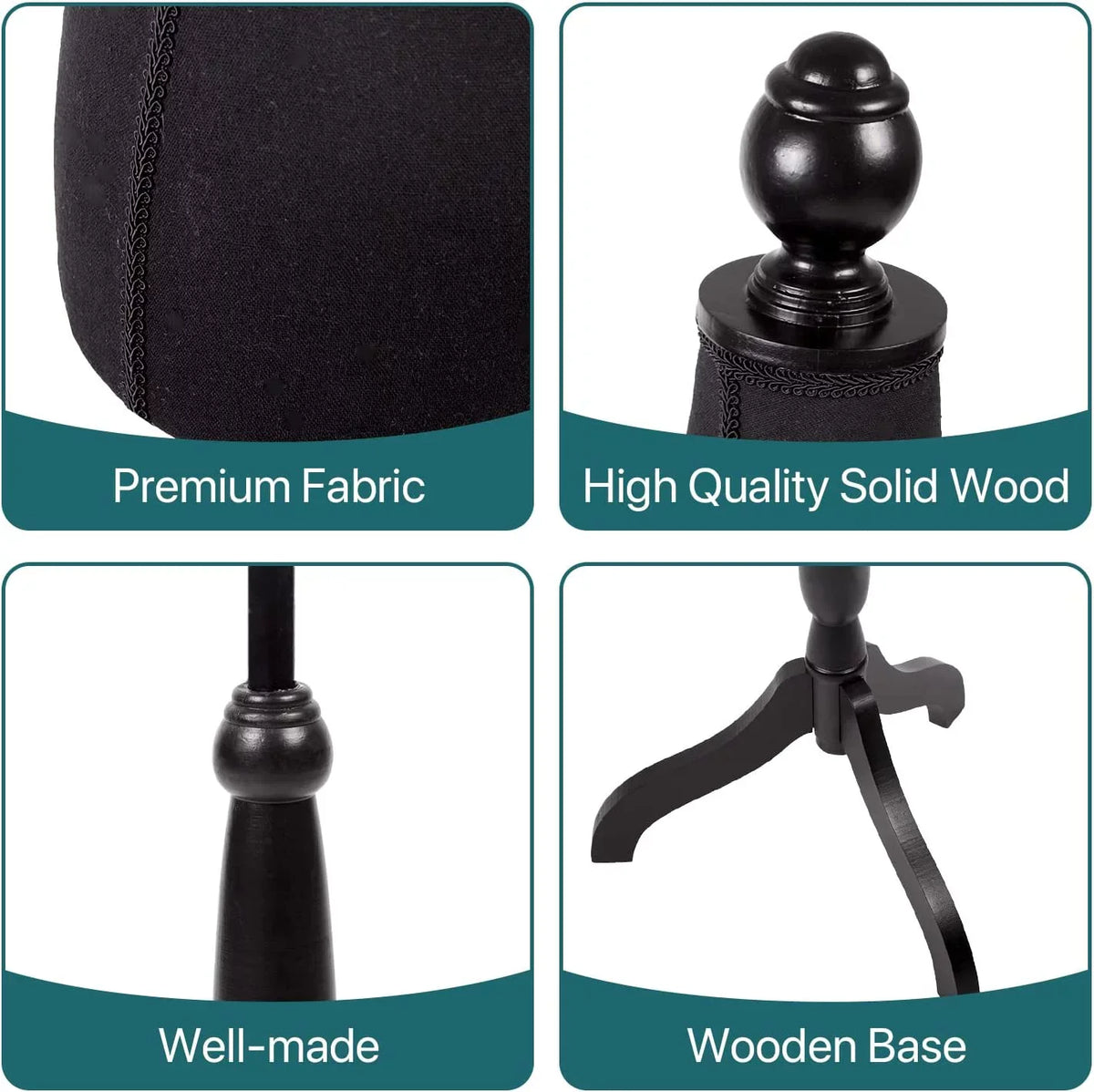 Body Form Black with Wooden Adjustable Height Female Mannequin Dress Model Inch Torso 60-67 Tripod Base, NiamVelo
