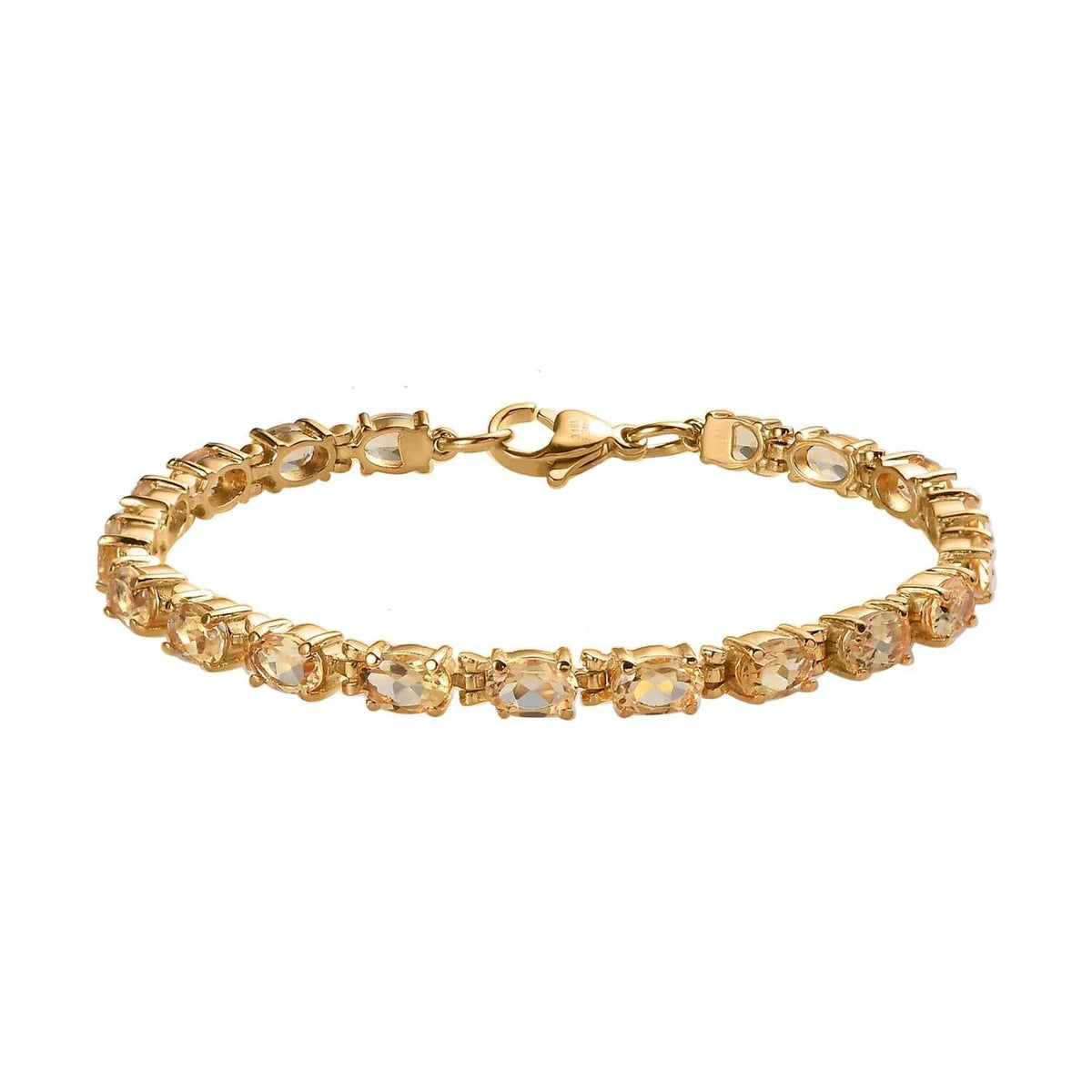 Ct Citrine Gifts Size for Bracelet Plated LC Yellow 7.25" Gold Stainless Oval Women Steel Shop Ion 7.38 Birthday Jewelry