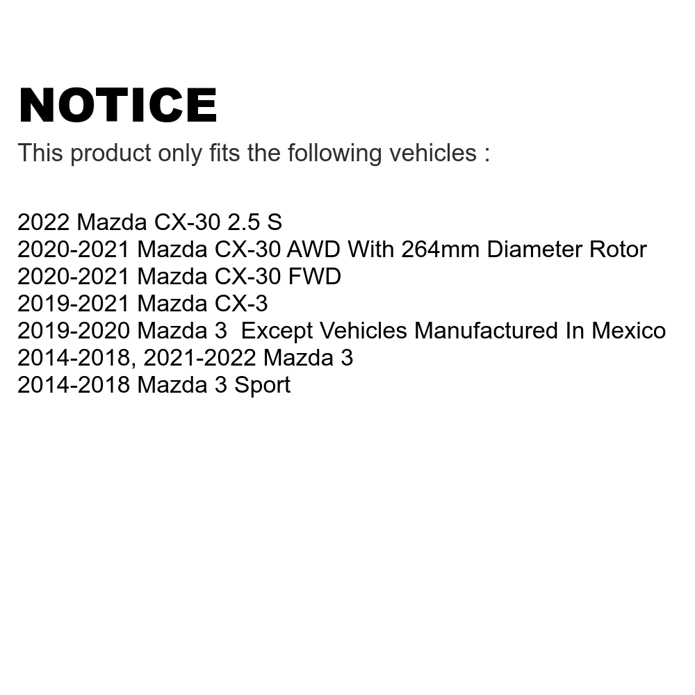 CX-3 For Drilled Mazda Rear CX-30 Slotted Coated Sport KD-100193 Pair Disc Brake 3 Rotors