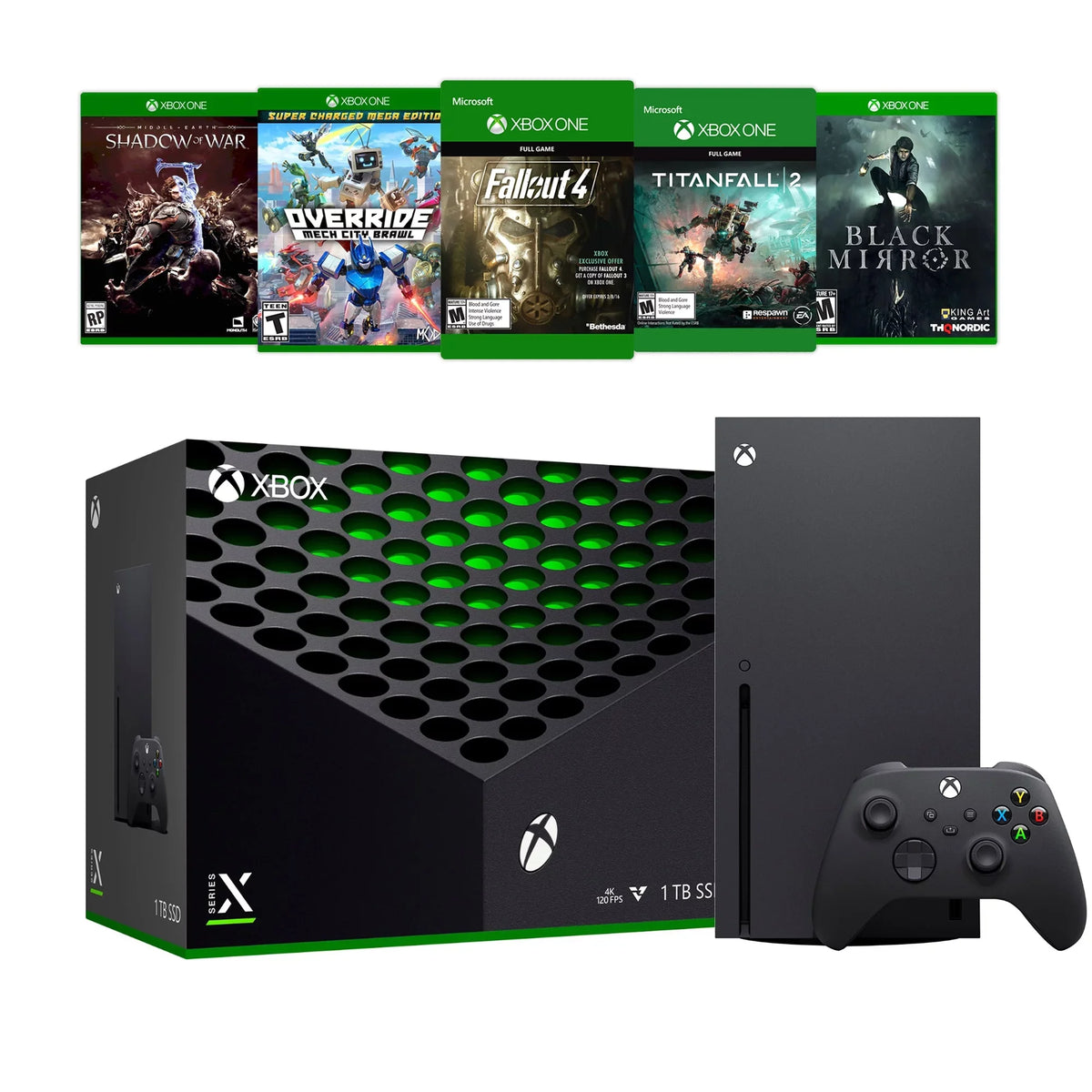 Deluxe Xbox Black Microsoft Flagship - Series X SSD Console Wireless Bundle Controller with Xbox and Five 1TB X Games