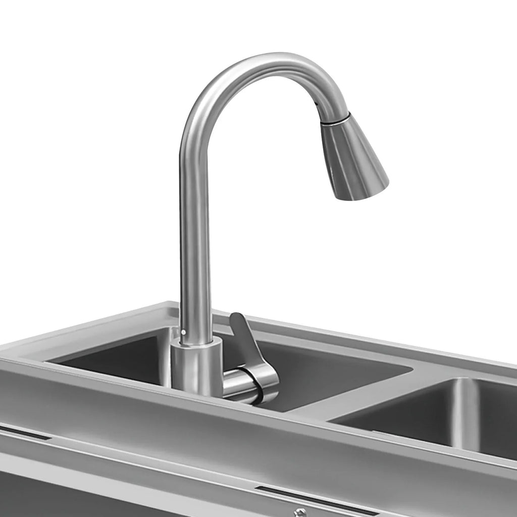 Stainless Sink Utility Kitchen with Steel and Cold Double Sink, Bowl Faucet Hot Wuzstar High Commercial