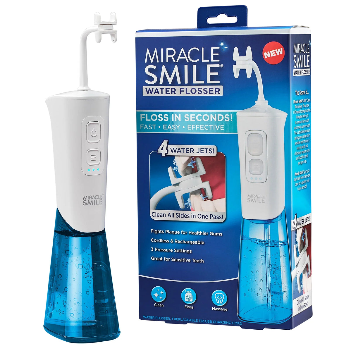 Water Refill Miracle Rechargeable Water Tank Flosser, Smile Flosser, Portable Easy Water Dental