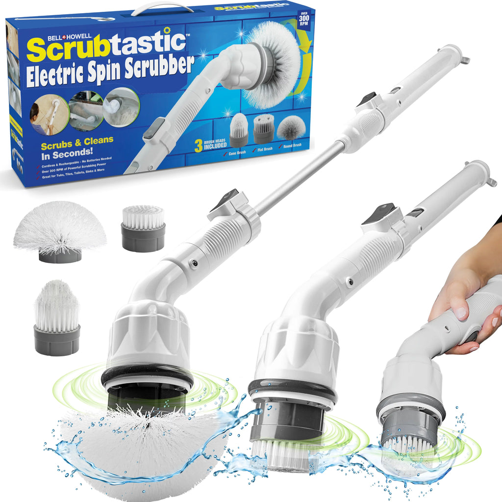 Scrubber Spin Surface Cleaner, Pack and & Brush 1 Multi-Purpose Heads Electric Scrubber Scrubber Scrubtastic 3
