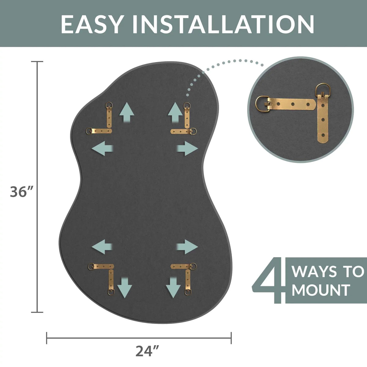 Wall Reflection by - Multiple Irregular Directions Hotel HD Quality from with x - Clarity 36" Designs 24" - Craftsmanship Frameless Mount Barnyard Mirror Abstract Asymmetrical Shape