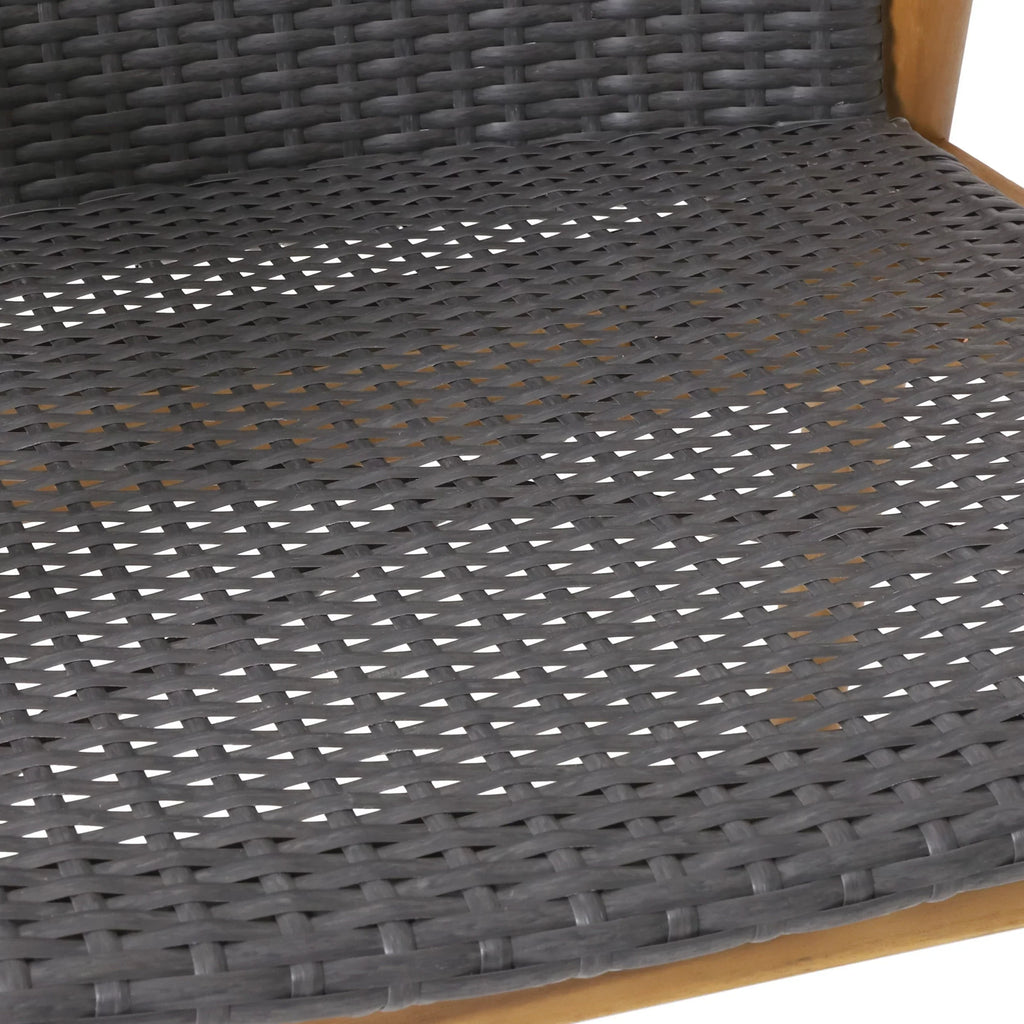 Remuda Wicker Wood and 4 Outdoor Teak Acacia Chat Seater , and Gray