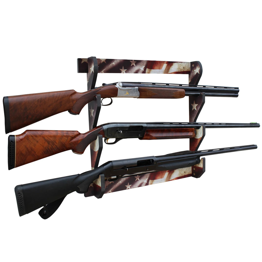 Indoor Convenient Rifle/Shotgun - Display 3 Finish Rack Storage Creations Easy Assembly Rush Creek Americana Wall