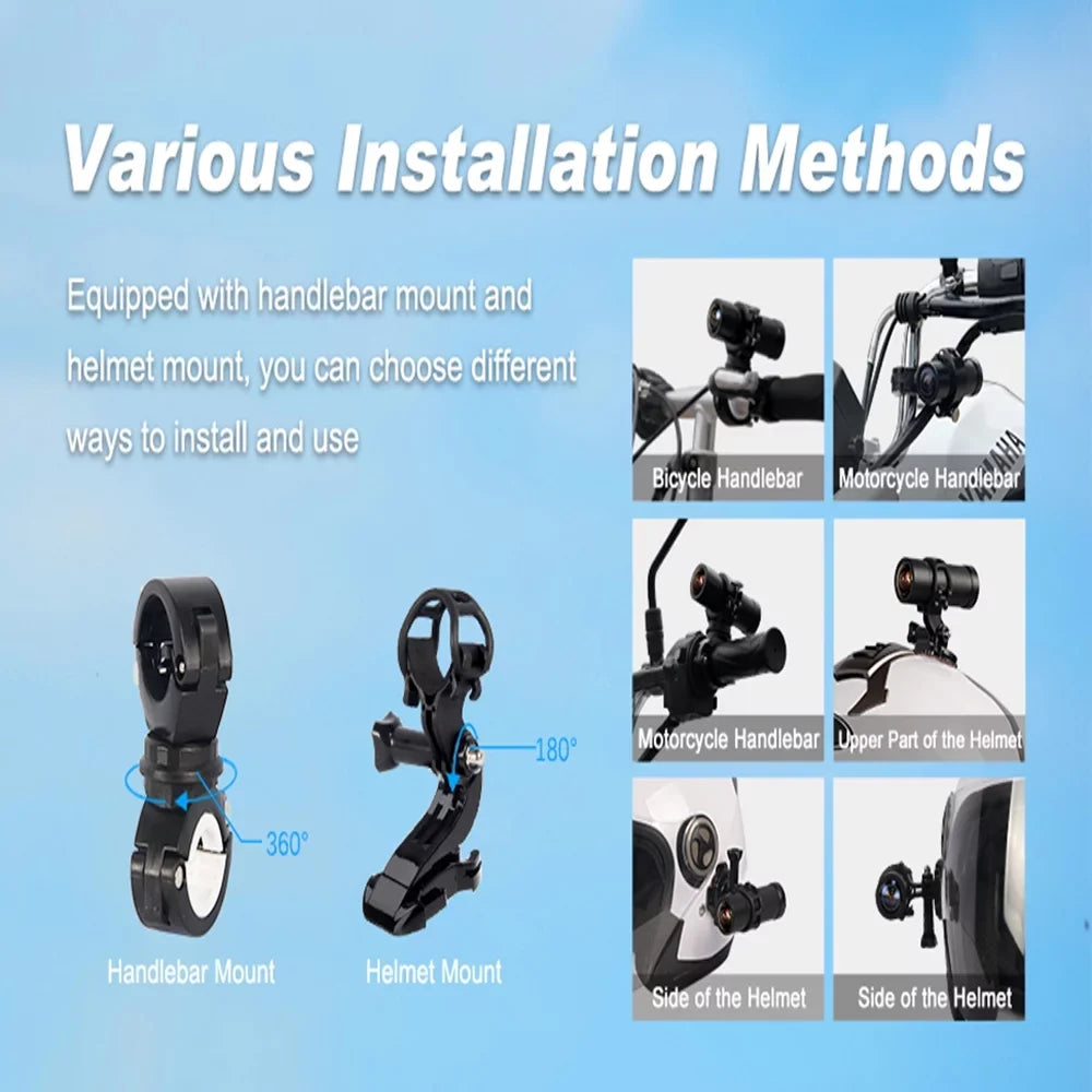 Super WiFi Motorcycle Action Camera, Loop Portable Night 2K Motorcycle WDR, 170° Vision Helmet Waterproof Lens, Recording Bike Angle Cam VSYSTO Wide Dash Camera,