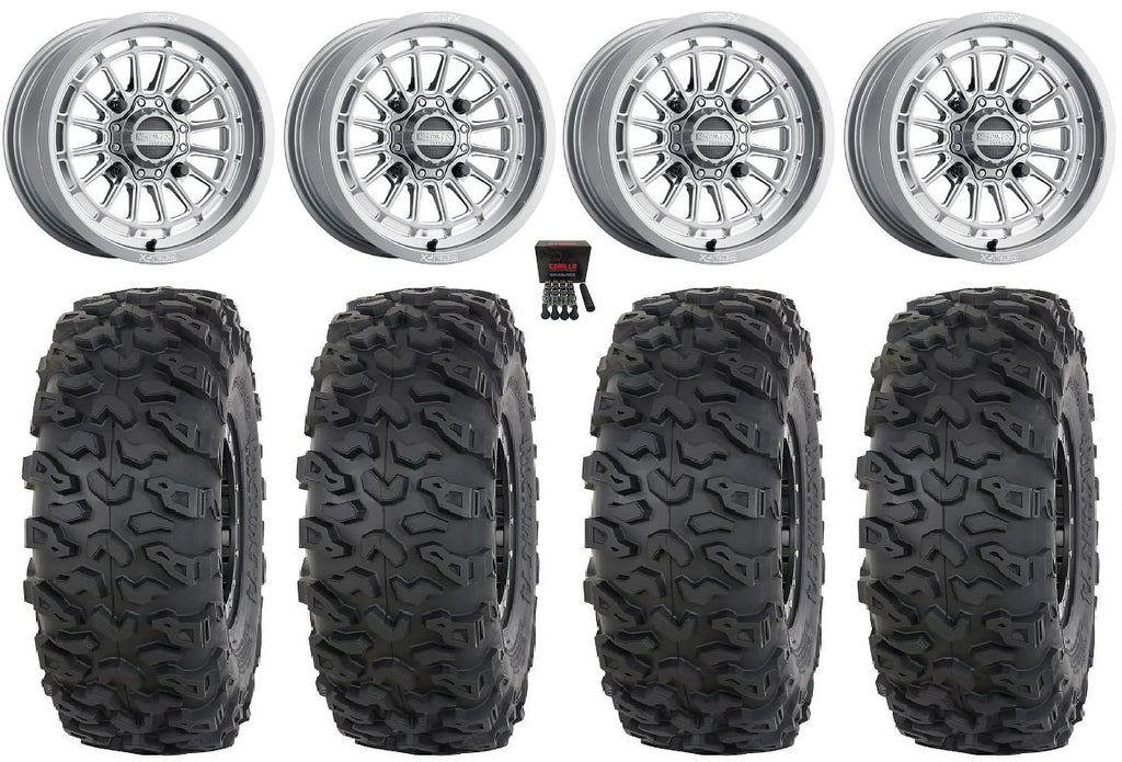 T4 Gm Maverick 15" Talon MetalFX 30" Cut Honda Can-Am X3 1000 / Pioneer / Roctane Contrast Tires Delta Wheels