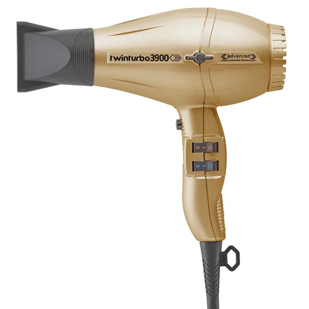 TwinTurbo 3900 Ceramic Dryer - Hot Blow Items) Eco Ionic Black 2 (Bundle and Technology Turbo & Attachment Advanced Power Gold Hair Friendly