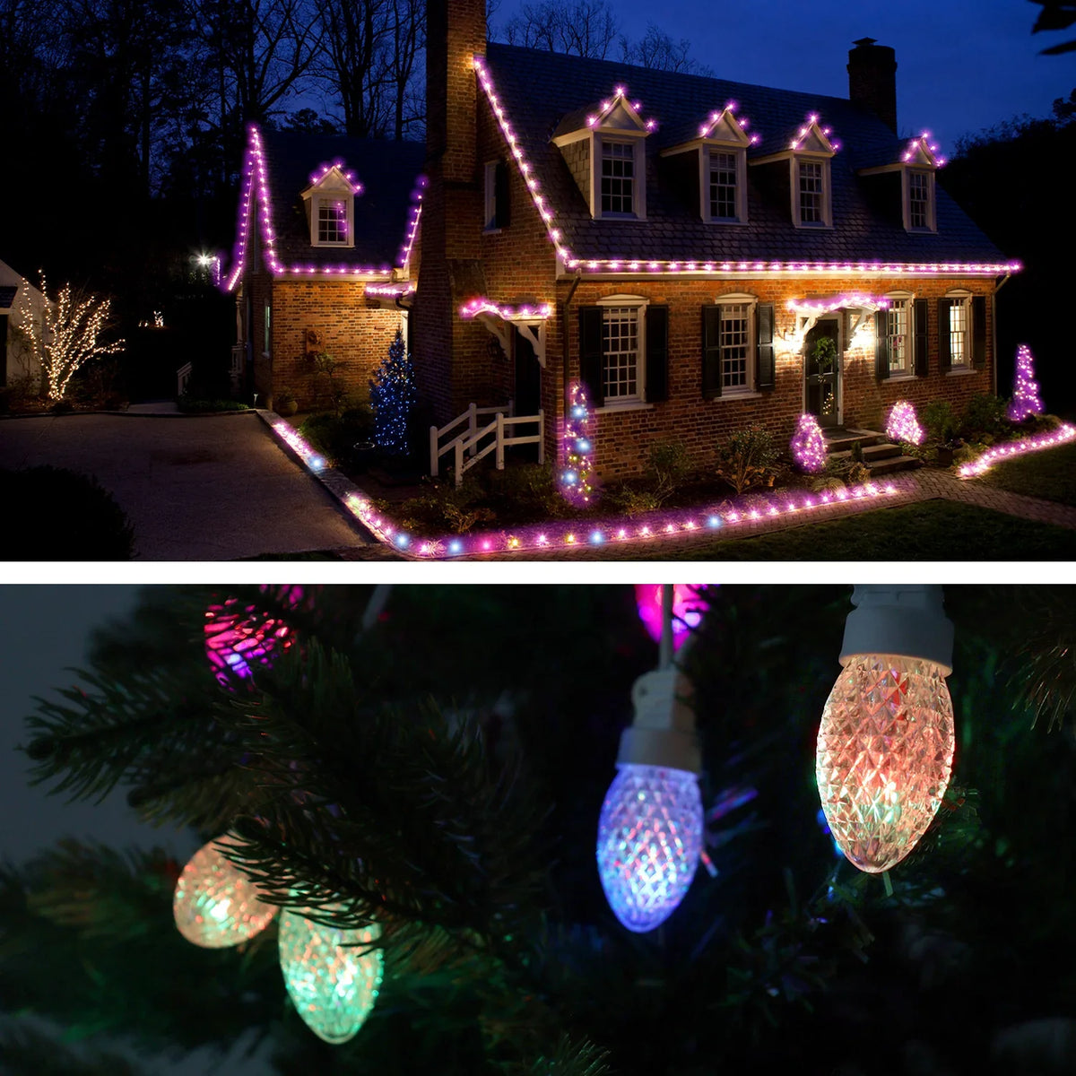 Light C9 Bulbs Changing Lights Waterproof 20 23ft Outdoor, String Christmas Lights LED Eva's Color