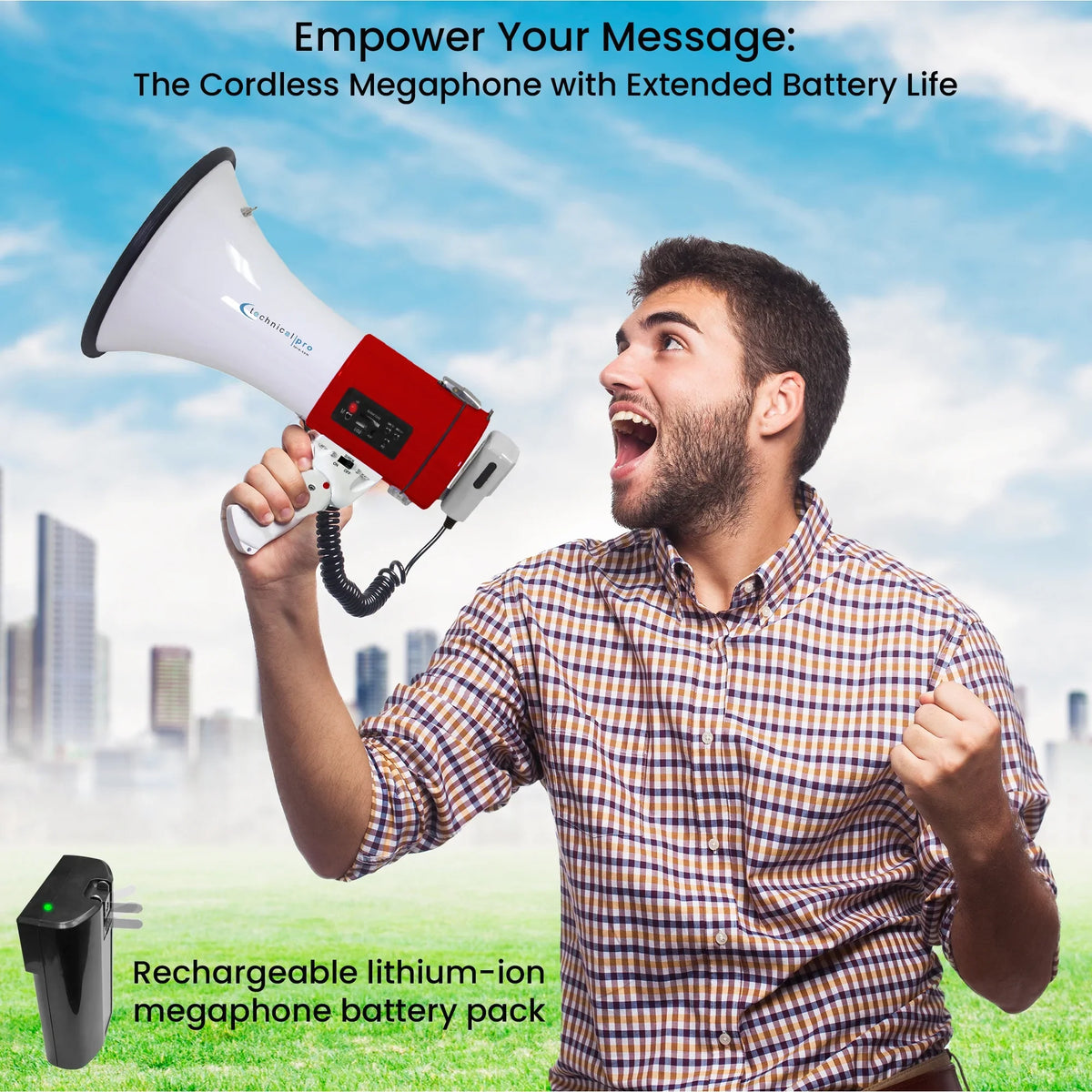 Trainers, Charger, w/ Battery, for Bullhorn Speaker Rechargeable Soccer, Detachable Leaders Pro Red AC Built-In Wall Megaphone a Portable w/ Microphone 75-Watt Coaches, Good Technical Cheer