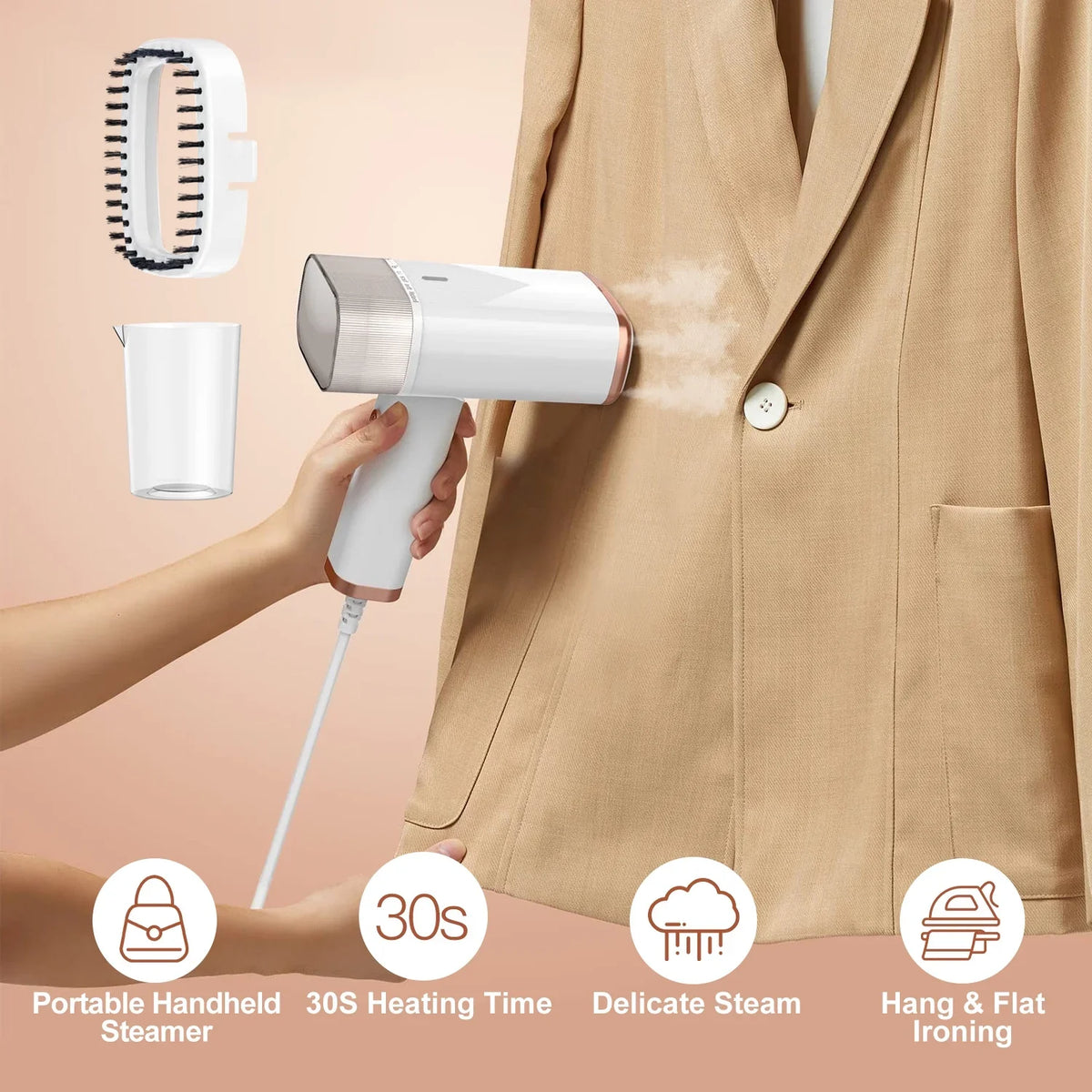 Electric Garments with Wrinkles iMounTEK White up Tank, 30S for 1000W 120ML Clothing Brush Steamer Travel Handheld Portable Water Steamer Heat Remover Foldable