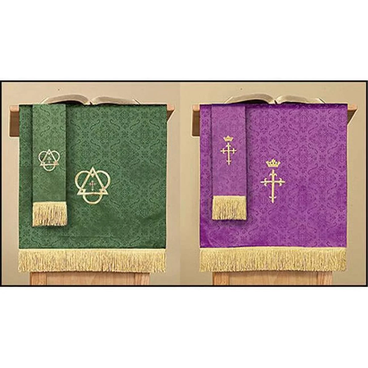 Reversible Jacquard Purple Christian Cross, Church Brands Pulpit with & Green Supply LC027 Scarf