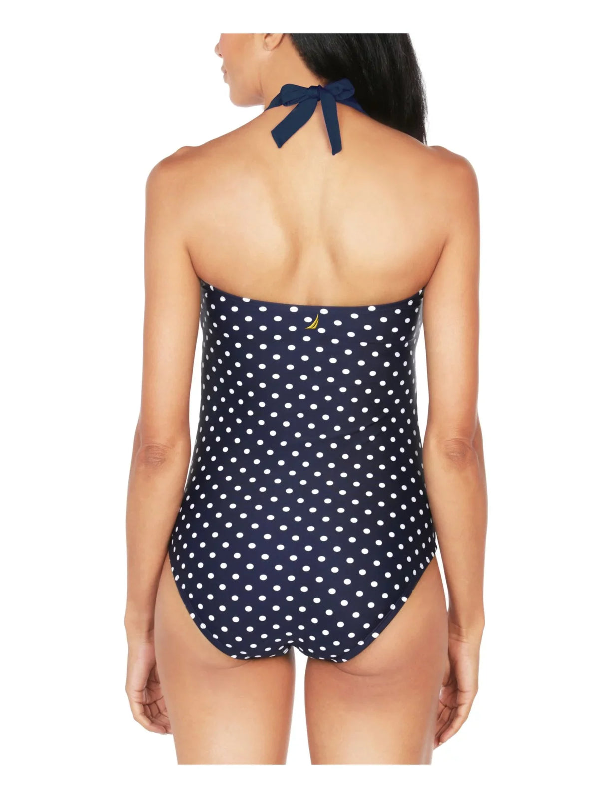 Cups Tie Tummy Coverage Stretch Piece Fixed Sweetheart Dot Control M One Swimsuit NAUTICA Polka Moderate Women's Navy