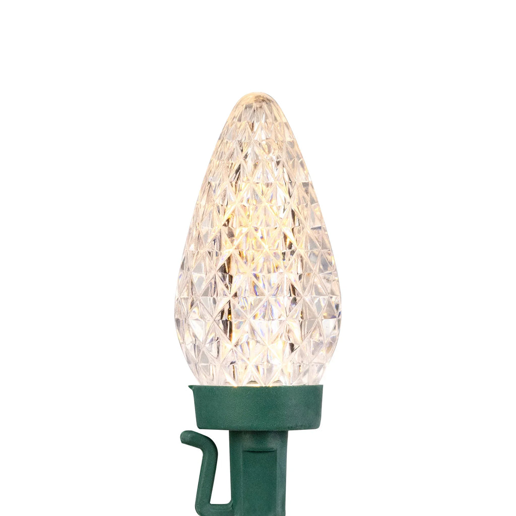 Warm 100ct Northlight Faceted C9 White Wire 66ft Christmas Green Lights, LED