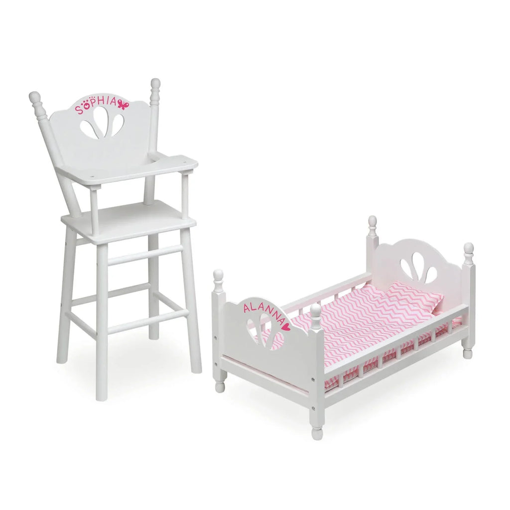 with Bed inch White/Pink Badger for and Dolls Chair English Country High Bedding - Basket 18