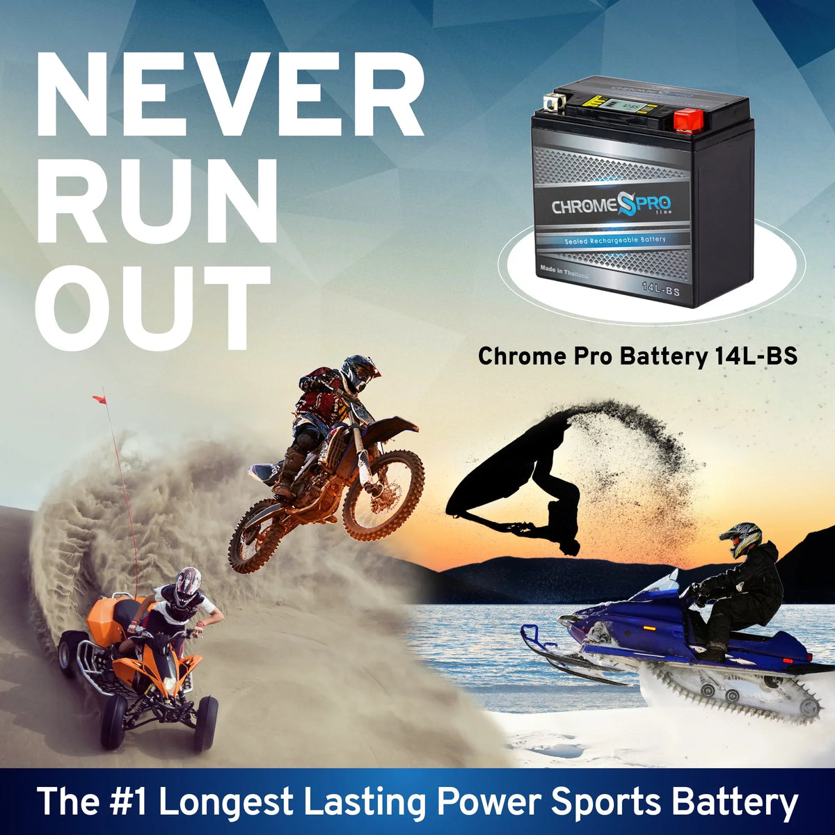 (14l-bs Pro Chrome Motorcycle AGM Battery 600cc for Ryker Ytx14l-bs (can-am) Years (2019 - 14ah) 2021) Brp 12volt, (ace) iGel Battery