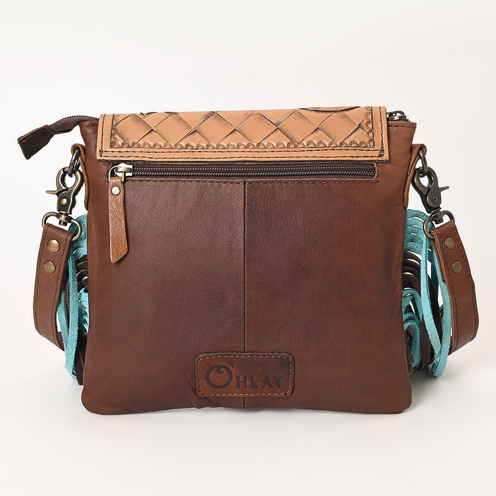 Hand Embossed women OHLAY handbag Crocodile Leather purse Tooled KB MESSENGER western bag Genuine