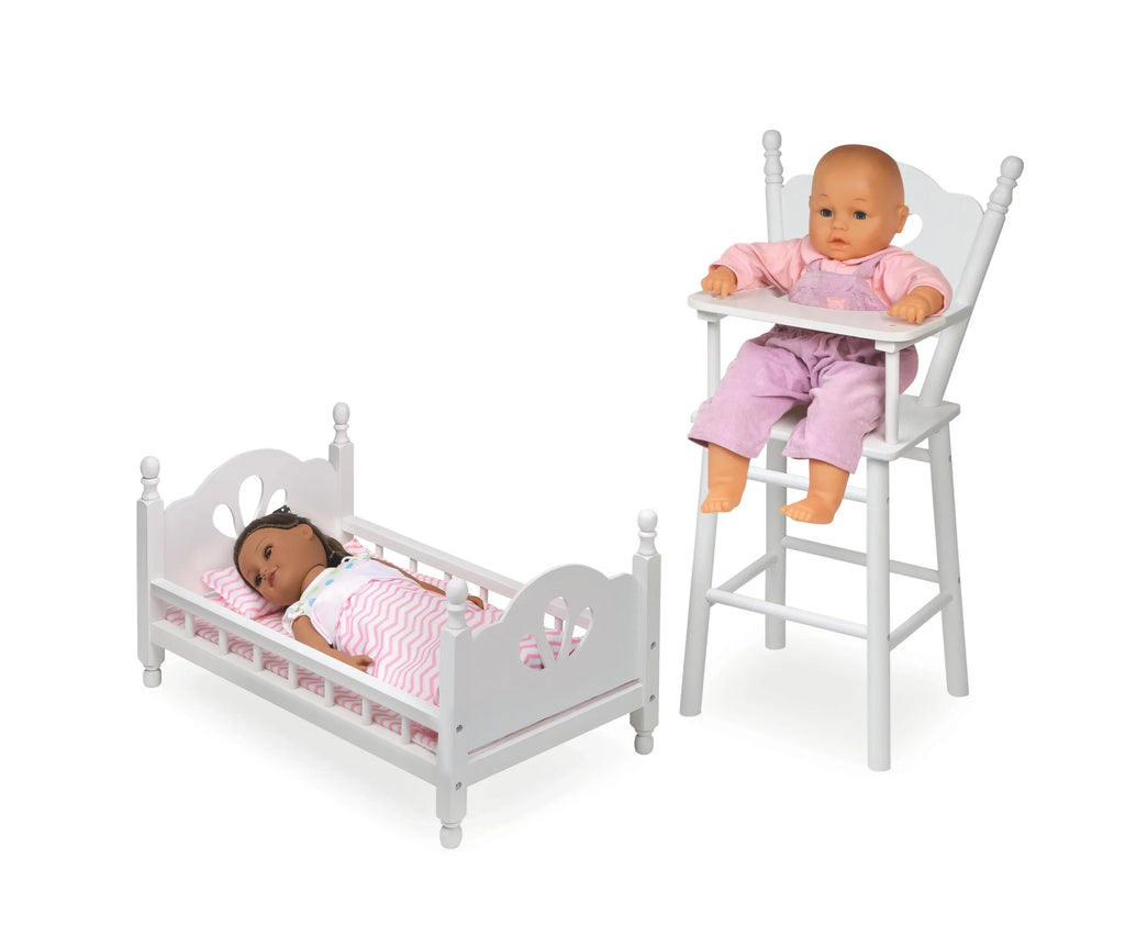 with Bed inch White/Pink Badger for and Dolls Chair English Country High Bedding - Basket 18