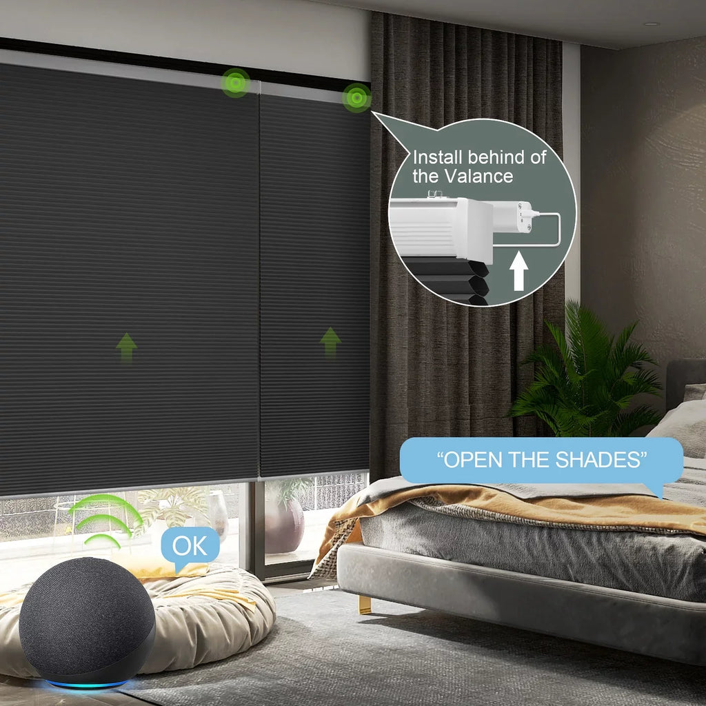 Motorized Grey,54"W x Carbon Cellular Shade Yoolax Honeycomb 72"H) Window Smart Blackout Blinds(100% Blackout Automatic Remote Control