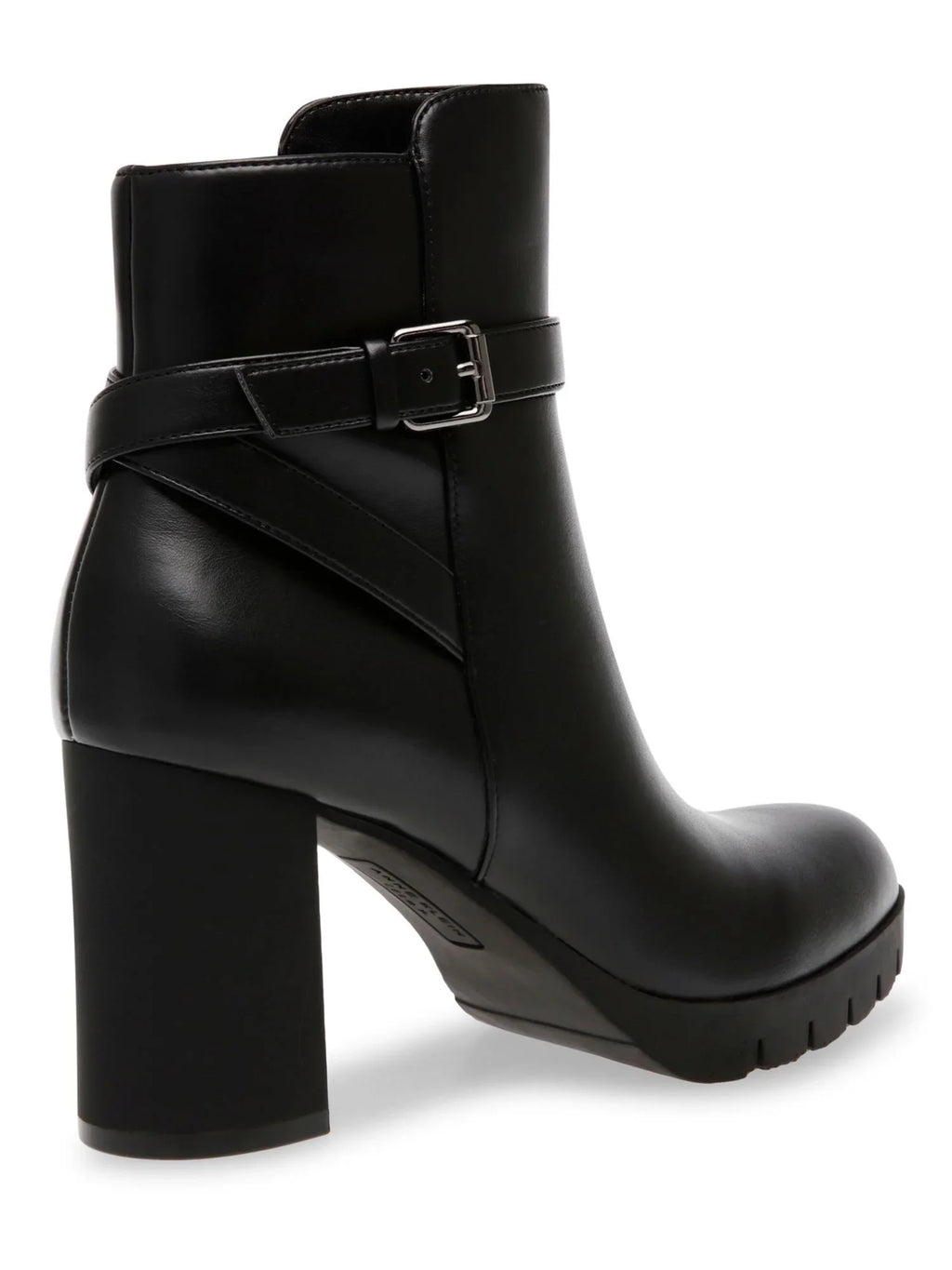 ANNE Cushioned Heel Accent Round Womens Booties M Heidi 6 Toe KLEIN Black Buckle Dress Zip-Up Block