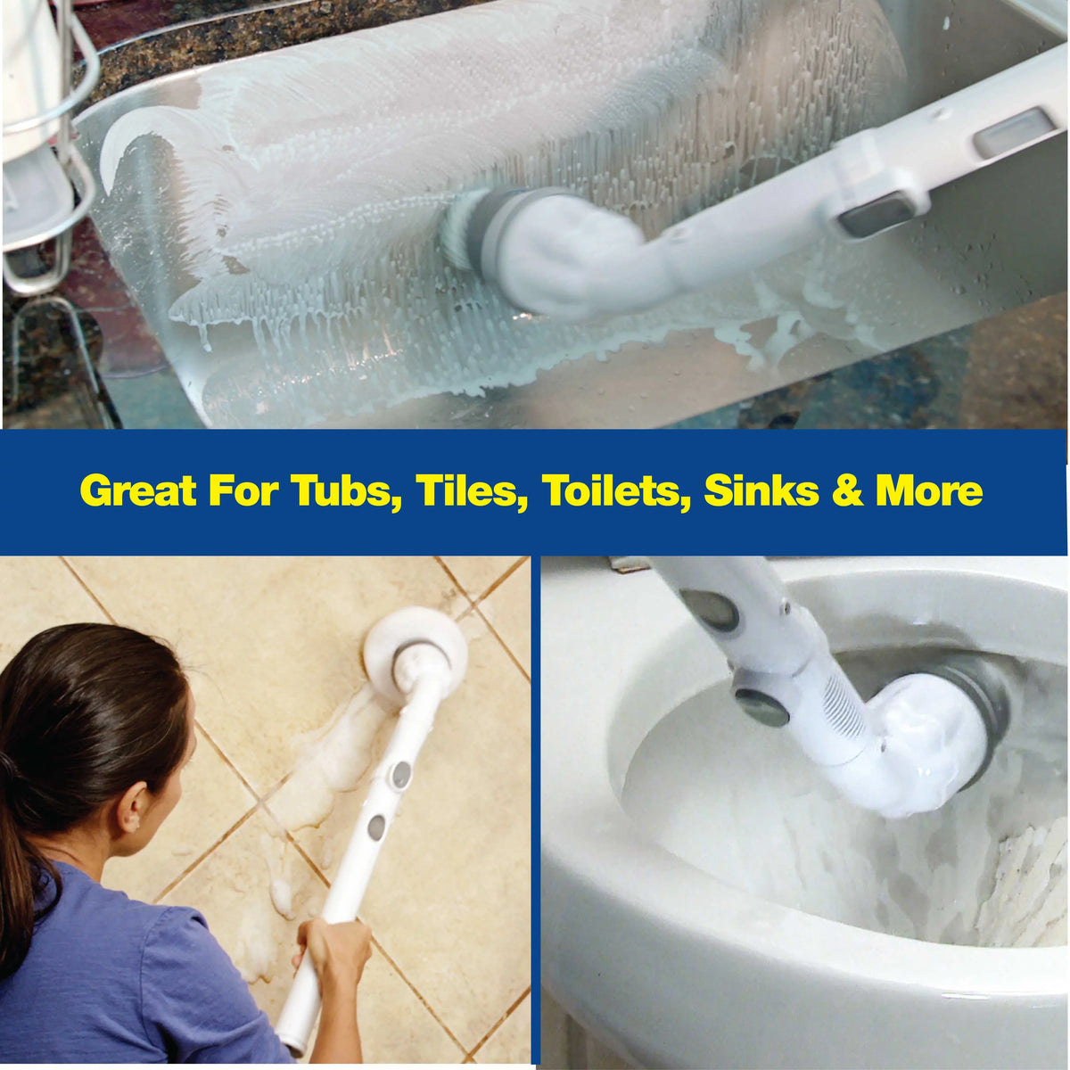 Scrubber Spin Surface Cleaner, Pack and & Brush 1 Multi-Purpose Heads Electric Scrubber Scrubber Scrubtastic 3