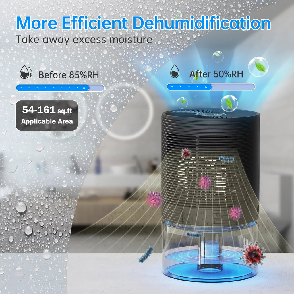 Light Auto-off,7 27oz Bedroom sq.ft-Black up Colors Alrocket for with Small 215 Dehumidifiers to LED