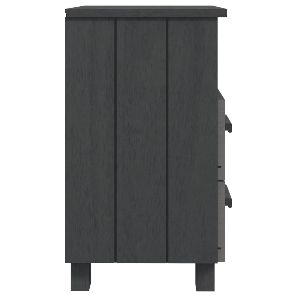 Wood pcs 15.7"x13.8"x24.4" Gray 2 Bedside Irfora Dark Solid Cabinets HAMAR