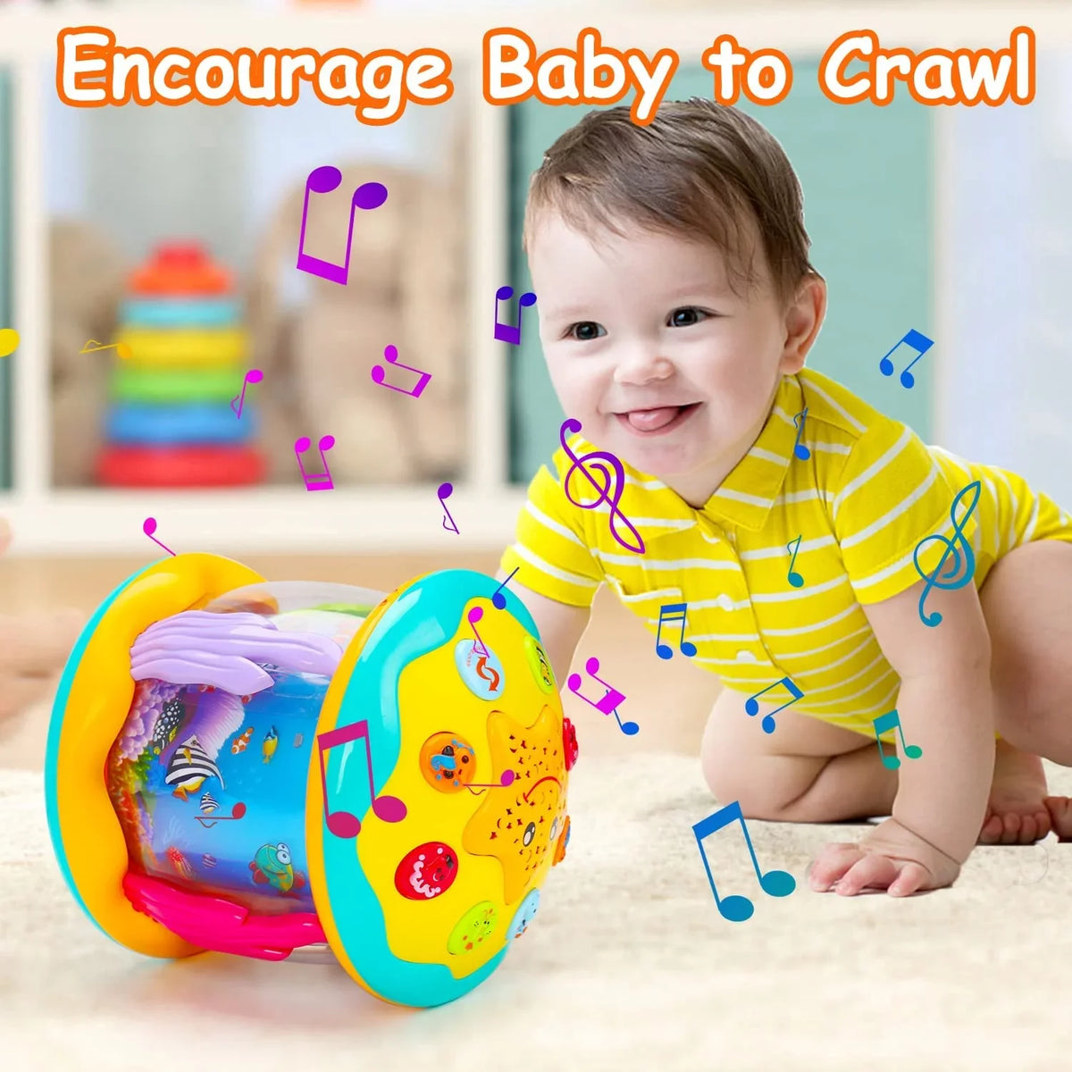 Musical Time to 4 Learning Baby Light Tummy in Toys 12 ISHANTECH Months Toys 6 Ocean Rotating Crawling Projector 1 Up