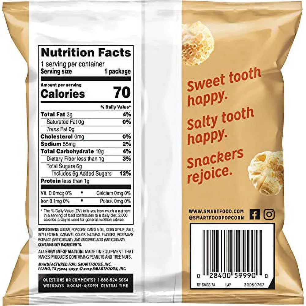 Single-Serve Corn (40 Sweet Oz & Bags, 0.5 Kettle Ct) Smartfood Salty Popcorn,