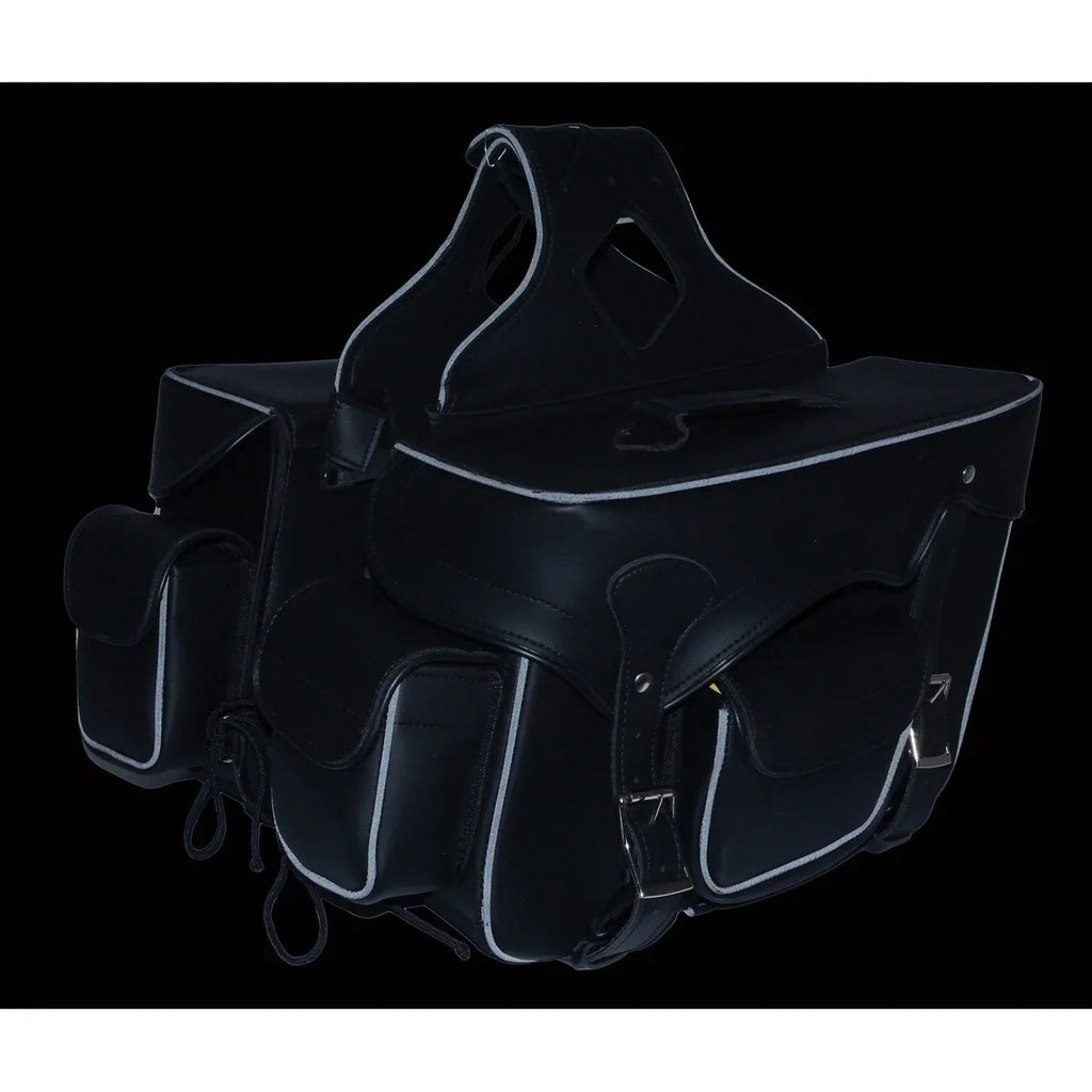 PVC Throw Studded Over Double Pocket Saddlebags Zip-Off Leather SH66602 Motorcycle Milwaukee