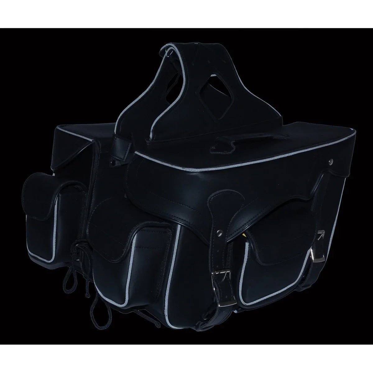 PVC Throw Studded Over Double Pocket Saddlebags Zip-Off Leather SH66602 Motorcycle Milwaukee