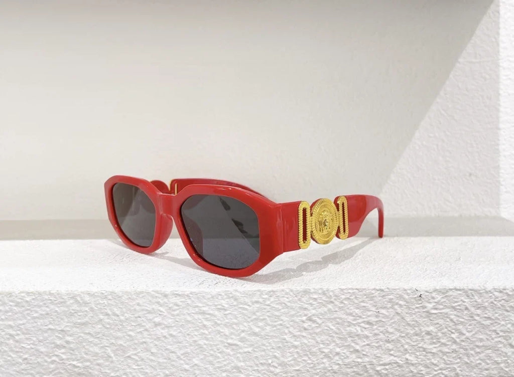 Red Plastic Geometric Sunglasses 53mm/16-140 Adult Unisex's Versacce VE4361