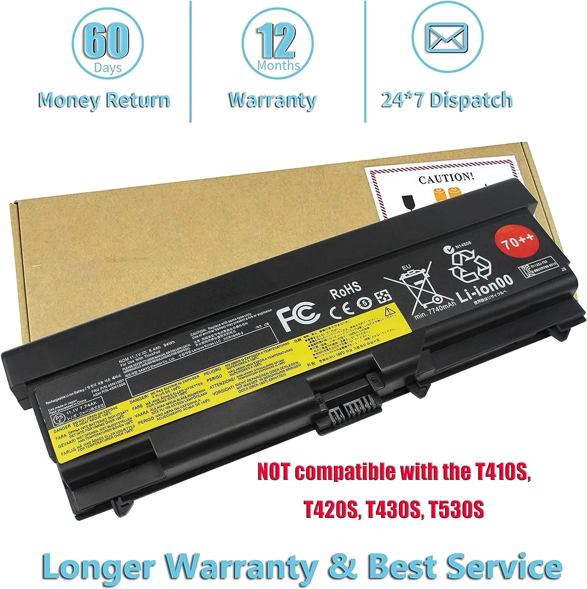 T430 ThinkPad L430 Lenovo 70++ W530 for T530 Bovekeey 94Wh L420 y T510 W510 L412 T520 T420 T410 W520 0A36303 L530